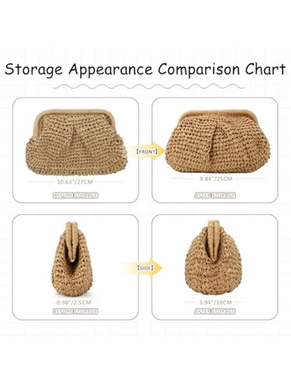 Straw Clutch Purses for Women Cloud Dumpling Pouch Straw Crossbody